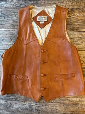 100% Lamb Skin Brown Leather Vest